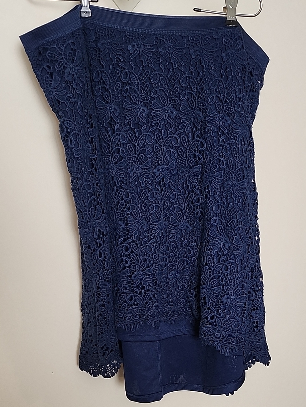 Woman's 3x Navy Lace High Low Skirt